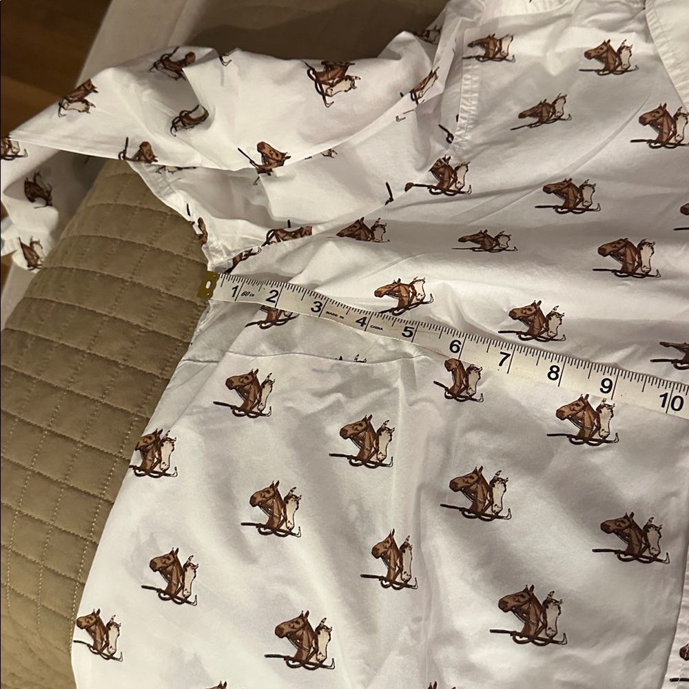 Talbots White Blouse with Brown Horse/Equestrian print - Picture 6 of 6